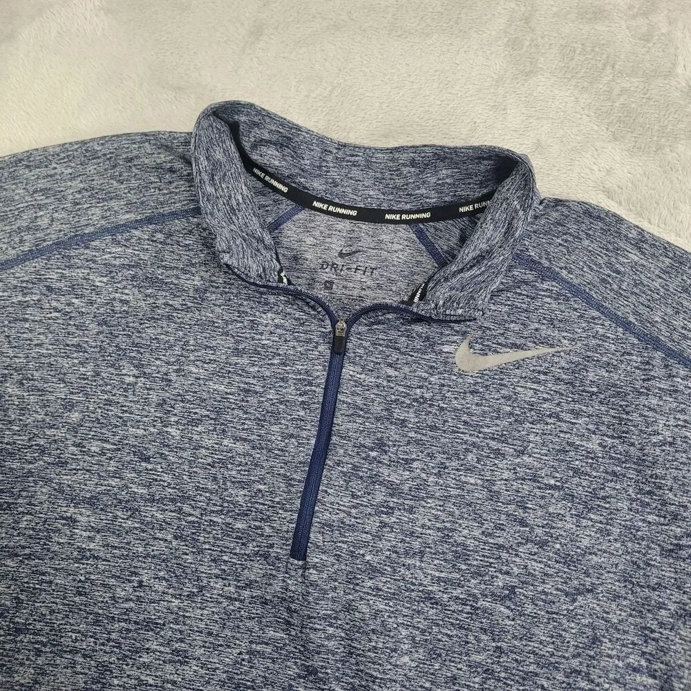 Nike Dri-FIT Pullover Mens XL Blue 1/4 Zip Long Sleeve Running Top Athletic